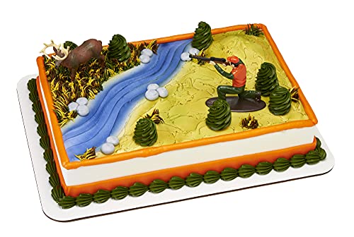 DecoSet Deer Hunting Cake Toppers – Hunter and Deer Figurine Set for Birthday Cakes
