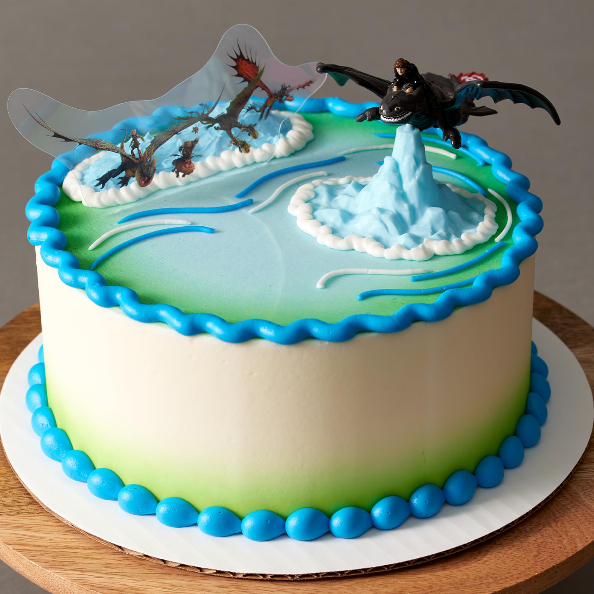 DecoSet How To Train Your Dragon Cake Topper – Hiccup & Toothless Figurines with Background Pic for Birthday Cakes