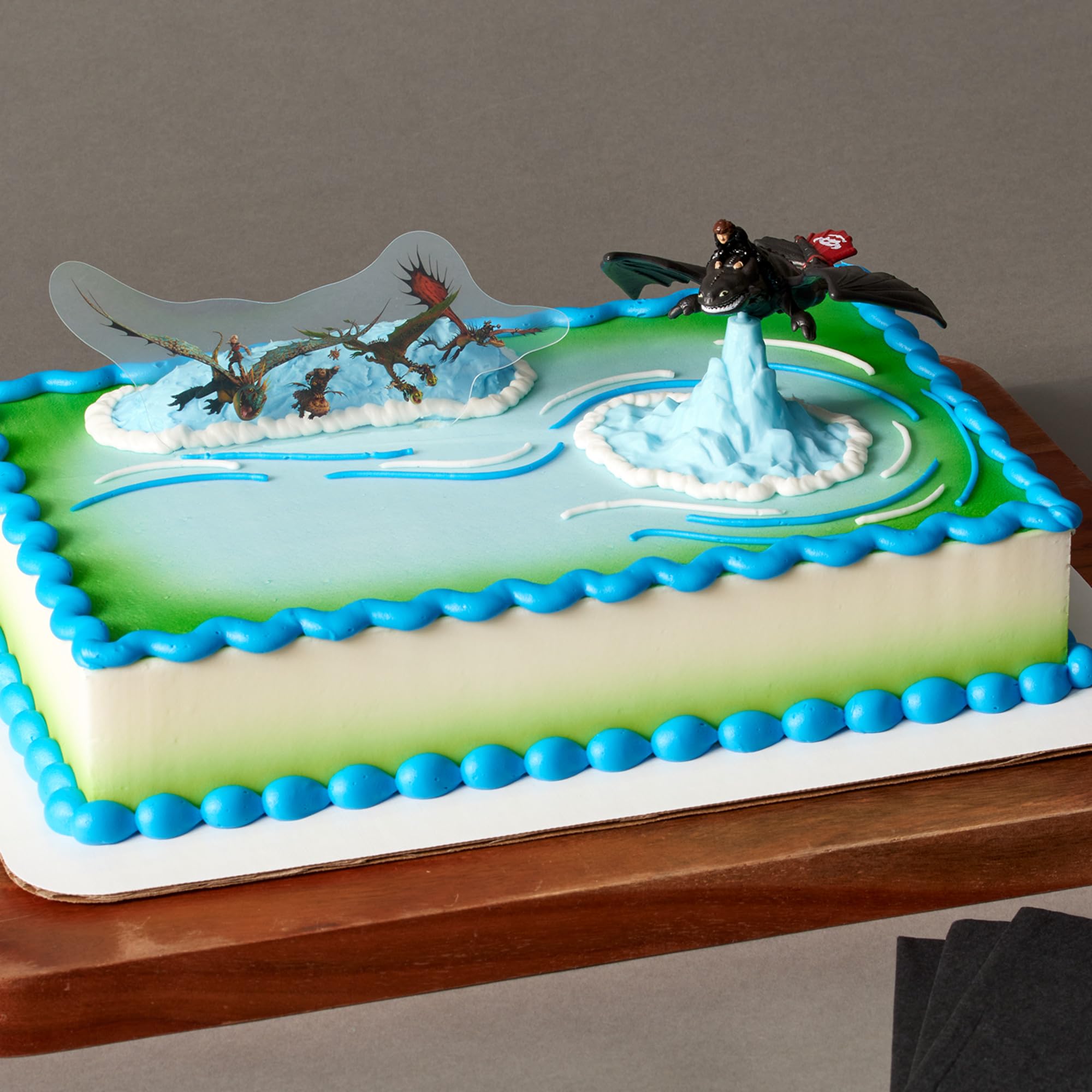DecoSet How To Train Your Dragon Cake Topper – Hiccup & Toothless Figurines with Background Pic for Birthday Cakes