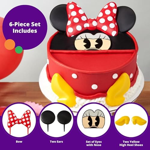 Decoset Minnie Mouse Cake Topper - 6-Piece Reusable Plastic Decoration by DecoPac