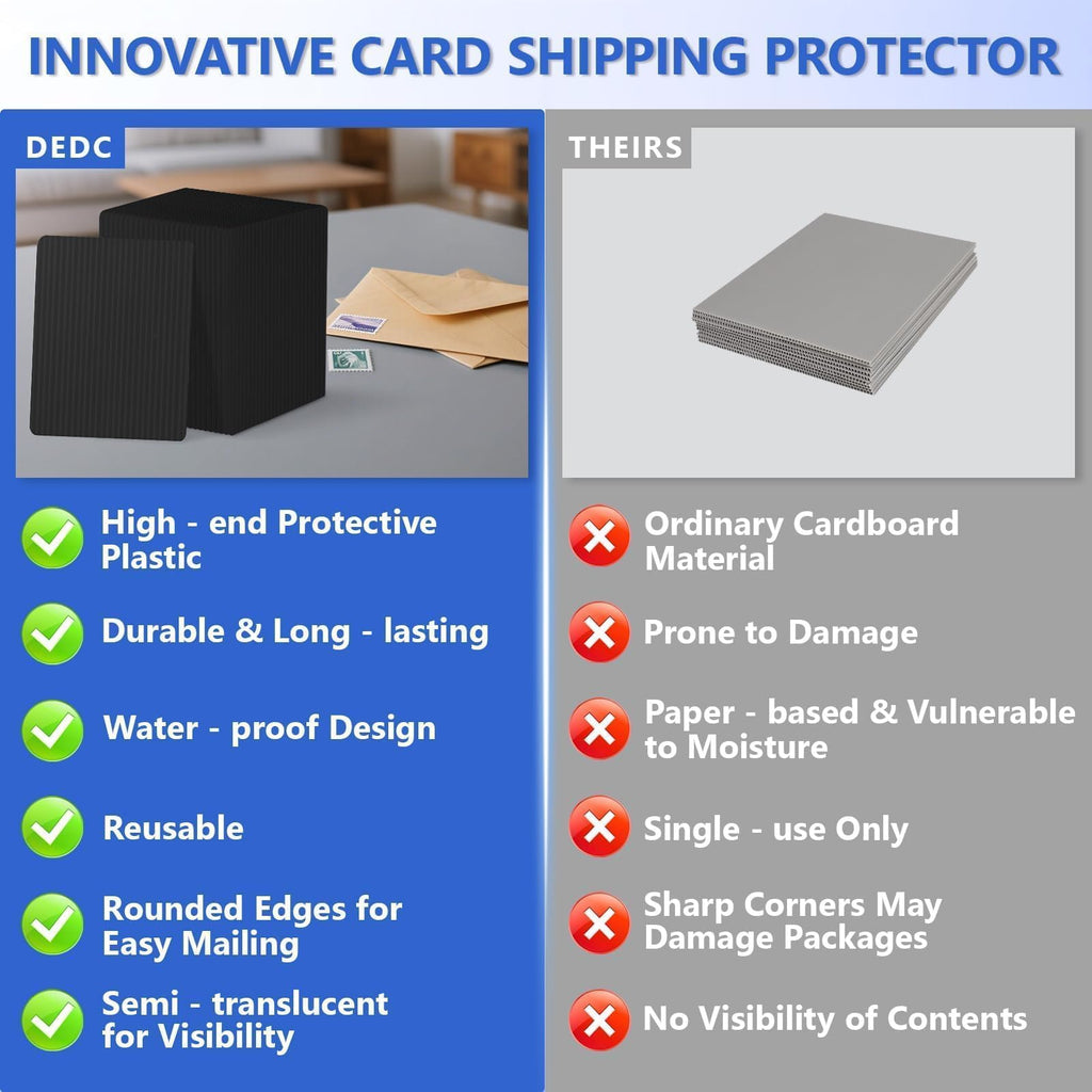 DEDC 100-Pack Trading Card Shipping Protectors (Black) – Waterproof, Scratch-Resistant Card Protectors for Top Loaders & Semi-Rigid Holders