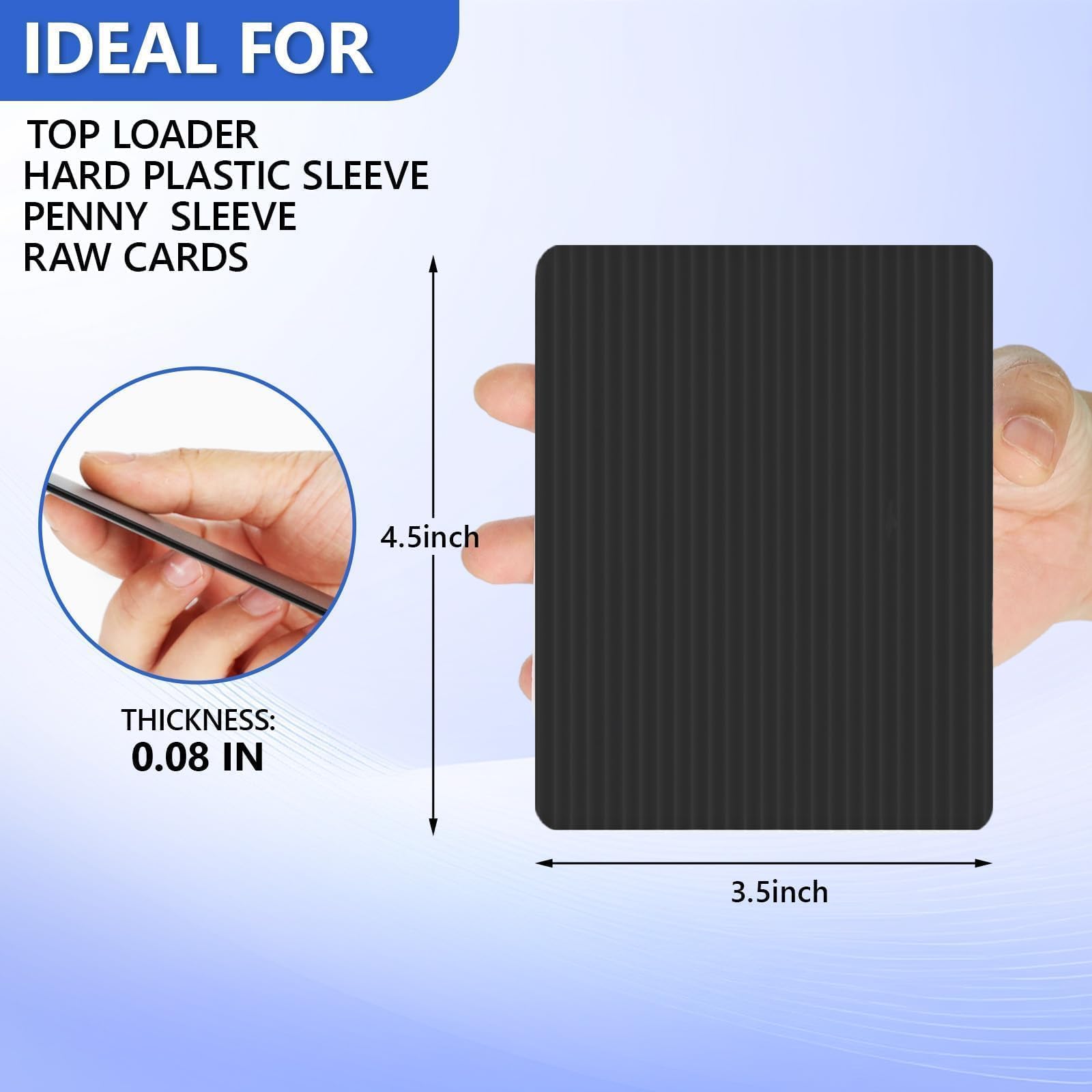 DEDC 100-Pack Trading Card Shipping Protectors (Black) – Waterproof, Scratch-Resistant Card Protectors for Top Loaders & Semi-Rigid Holders