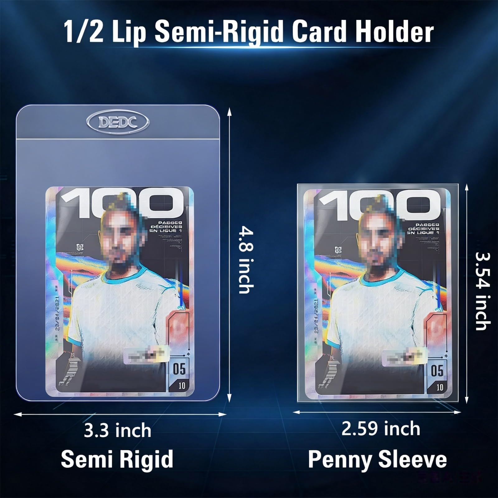 DEDC 100ct Card Sleeves Set: Semi-Rigid Holders and Penny Sleeves for Trading Card Protection