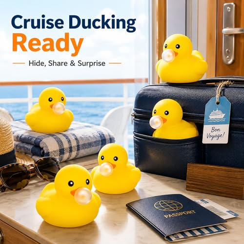 DEEKIN 24 Pack Funny Yellow Rubber Ducks 2.2 Inch with Bubble Mouth - Cruise Party Favors & Gag Gifts