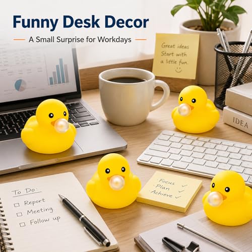 DEEKIN 24 Pack Funny Yellow Rubber Ducks 2.2 Inch with Bubble Mouth - Cruise Party Favors & Gag Gifts