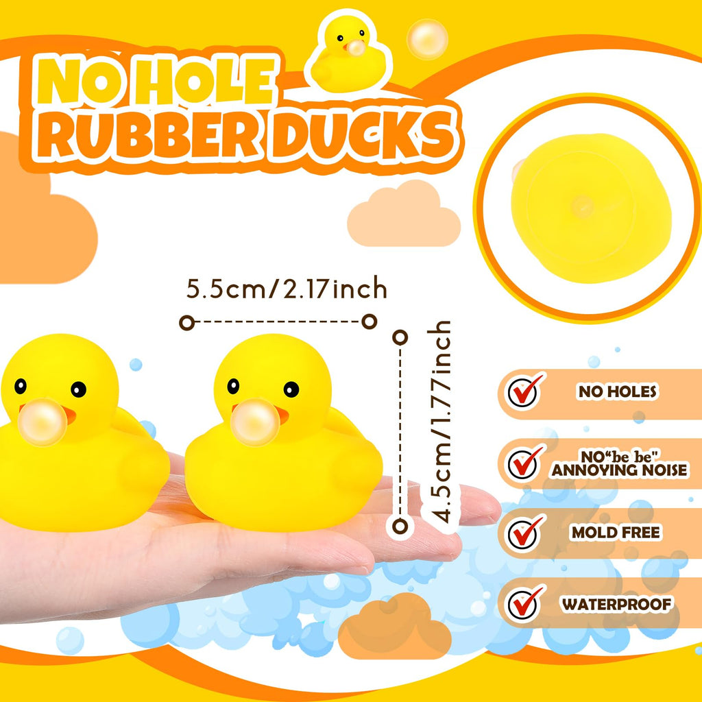 DEEKIN 24 Pack Funny Yellow Rubber Ducks 2.2 Inch with Bubble Mouth - Cruise Party Favors & Gag Gifts