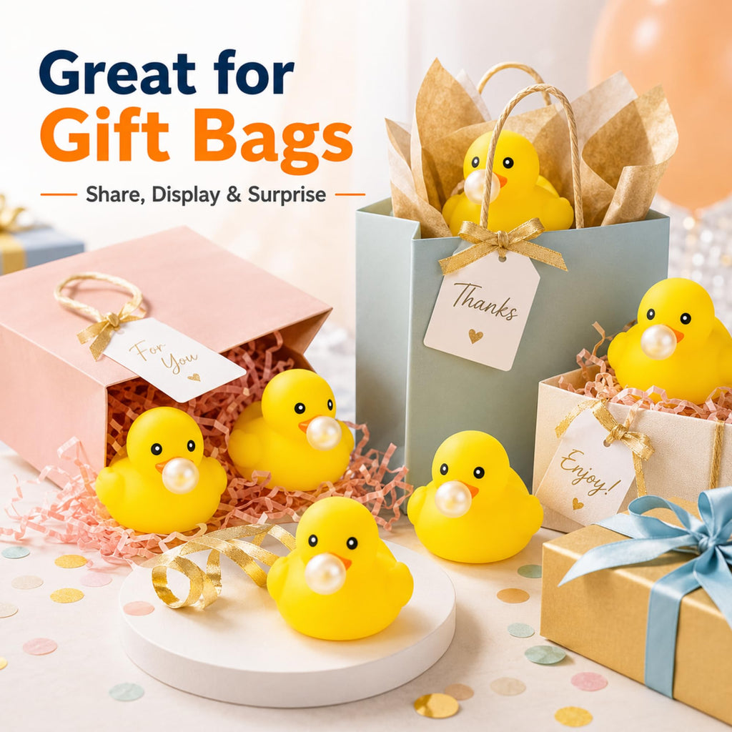 DEEKIN 24 Pack Funny Yellow Rubber Ducks 2.2 Inch with Bubble Mouth - Cruise Party Favors & Gag Gifts
