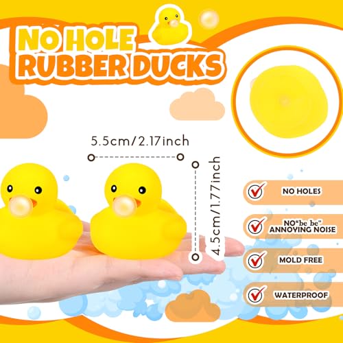 DEEKIN 24 Pack Funny Yellow Rubber Ducks 2.2 Inch with Bubble Mouth - Cruise Party Favors & Gag Gifts