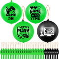 Deekin 32-Pack Video Game Punch Balloons – Pixelated Latex Balloons with Rubber Band Handles for Party Favors (Green & Black)