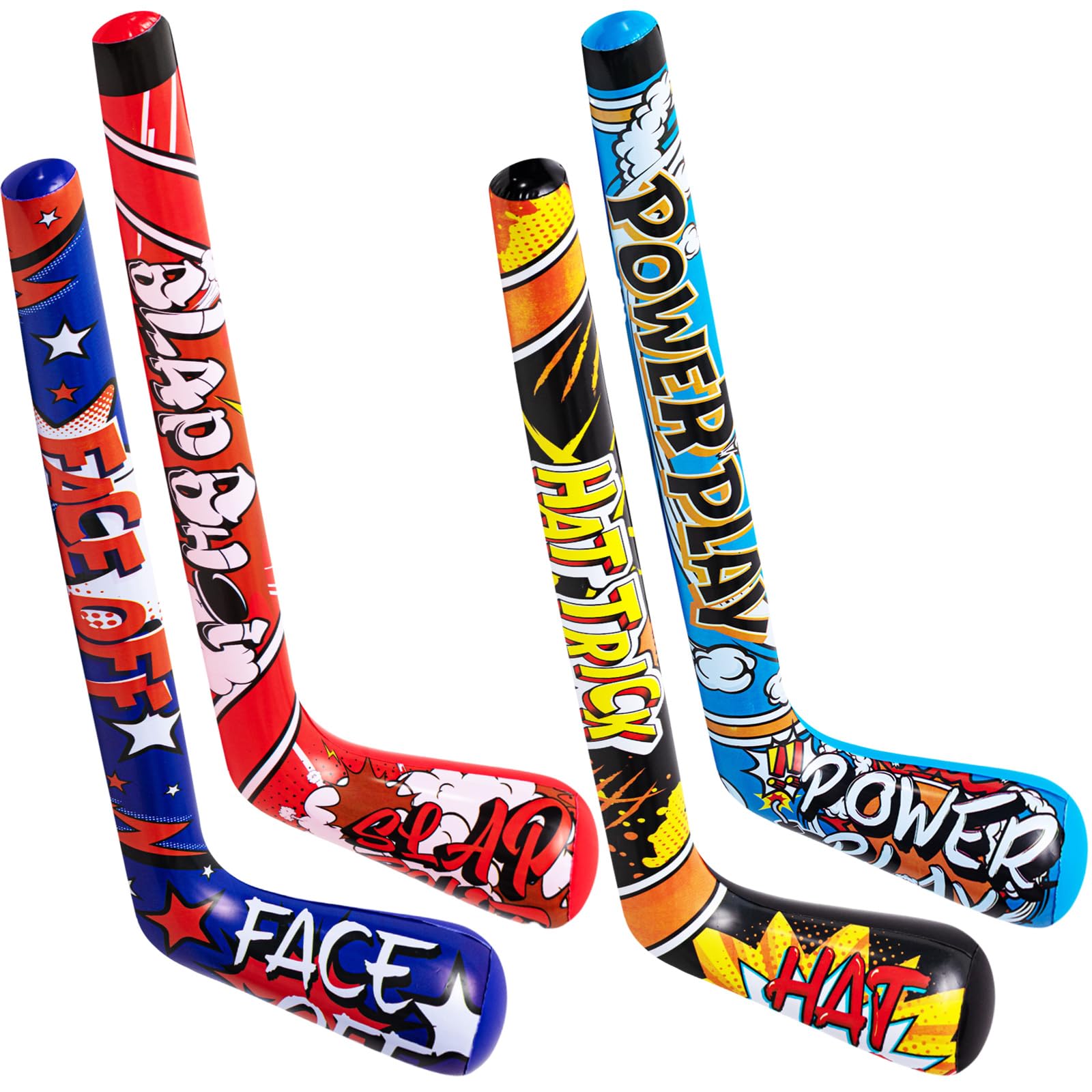 Deekin Set of 4 Inflatable Hockey Sticks – 32 Inch Party Favors for Sports Birthdays