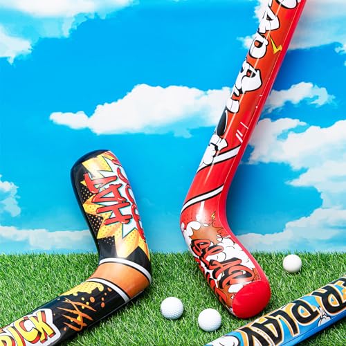 Deekin Set of 4 Inflatable Hockey Sticks – 32 Inch Party Favors for Sports Birthdays