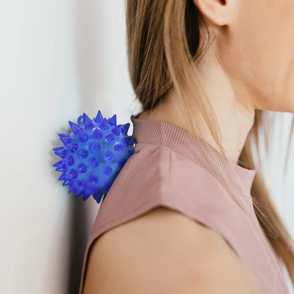 Deermon 12-Pack LED Spiky Balls - Glow in the Dark Bouncy Sensory Toys for Kids Party Favors