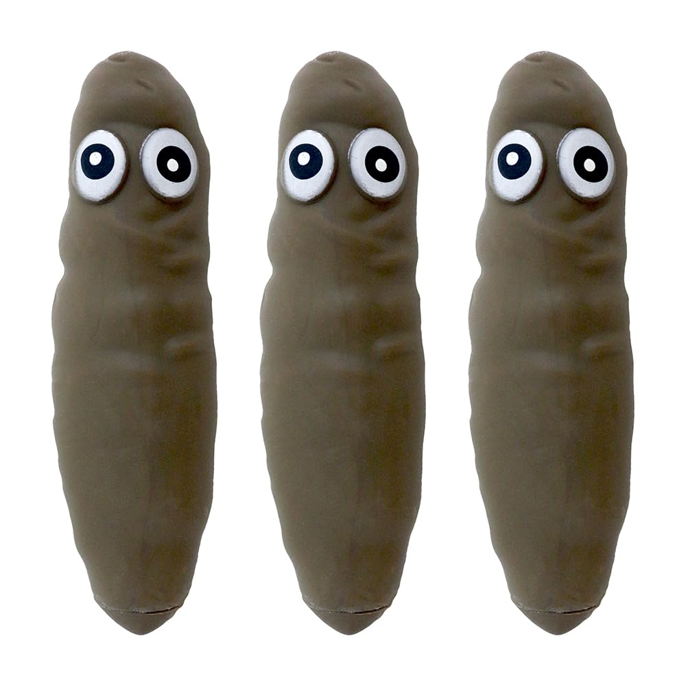 Deermon 3-Pack Stretchy Poop Stress Toys with Googly Eyes - Sensory Fidget Toy for Anxiety Relief and Pranks