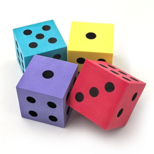 Deke Home Foam Dice Set (Pack of 4) - Large 1.96-Inch, Quiet, Non-Toxic EVA Dice for Classroom Math & Counting Games