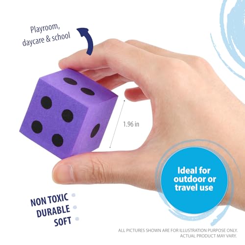 Deke Home Foam Dice Set (Pack of 4) - Large 1.96-Inch, Quiet, Non-Toxic EVA Dice for Classroom Math & Counting Games