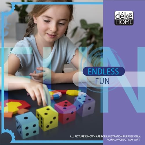 Deke Home Foam Dice Set (Pack of 4) - Large 1.96-Inch, Quiet, Non-Toxic EVA Dice for Classroom Math & Counting Games