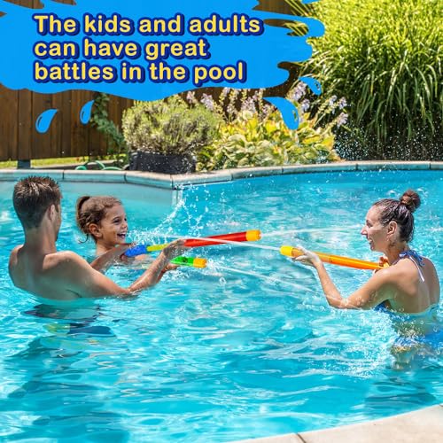DEKWELL 6-Pack Water Guns for Kids & Adults - Super Soakers with 40ft Range, Safe ABS Plastic, Pool Toys for Ages 3+