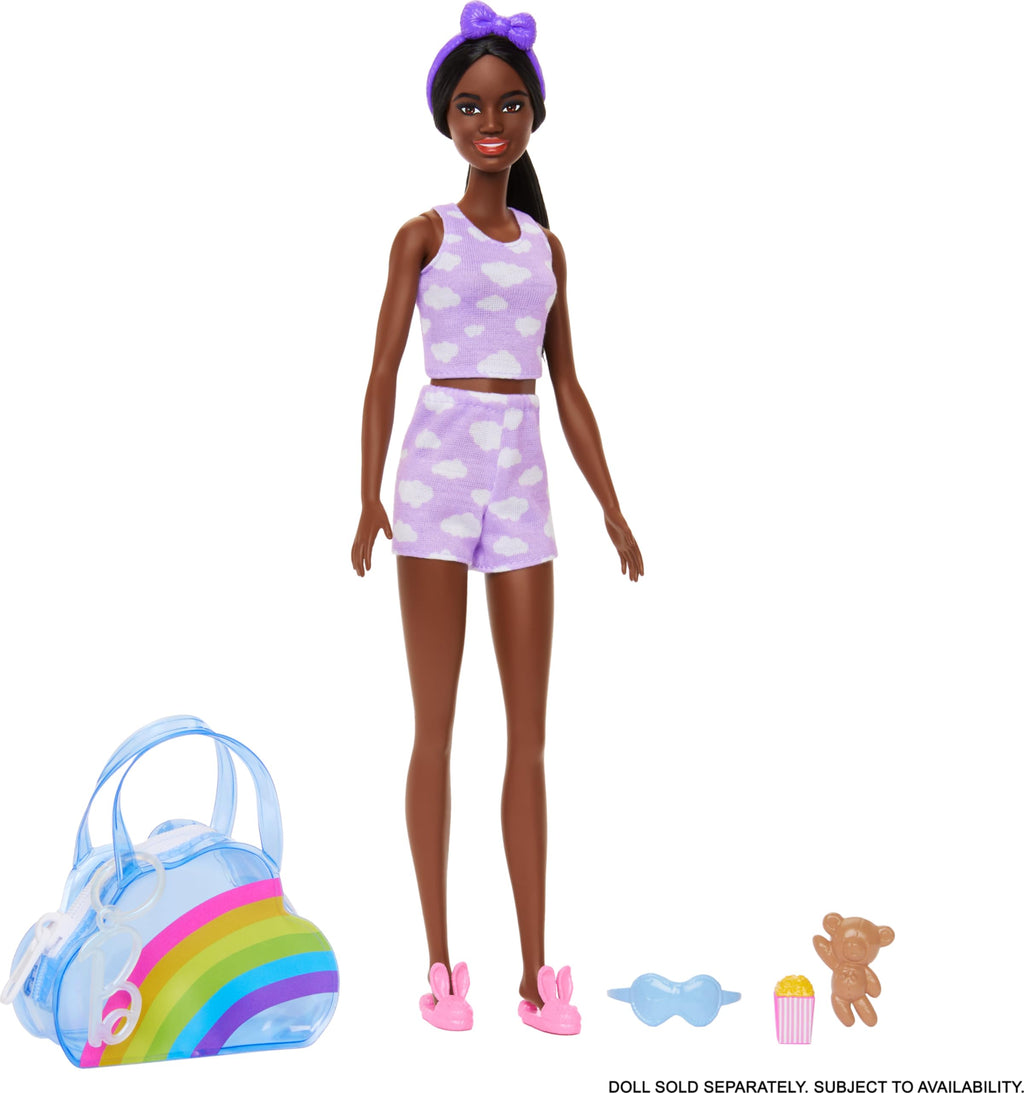 Deluxe Barbie Keychain Rainbow Bag with Pajamas and Slumber Party Accessories