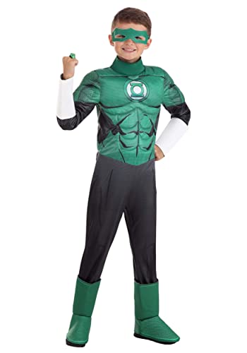 Deluxe Green Lantern Costume for Kids – Small, Muscle-Padded Jumpsuit with Mask and Ring