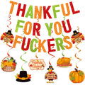 Deneo Glitter Thankful for You Banner – Pre-Assembled Friendsgiving Decoration for Mantel, Fireplace & Wall