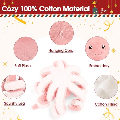 DENTRUN Giant Octopus Plush Toy – 5 Colors & 4 Sizes, Ultra-Soft Cuddly Sea Animal Stuffed Doll for Kids and Adults