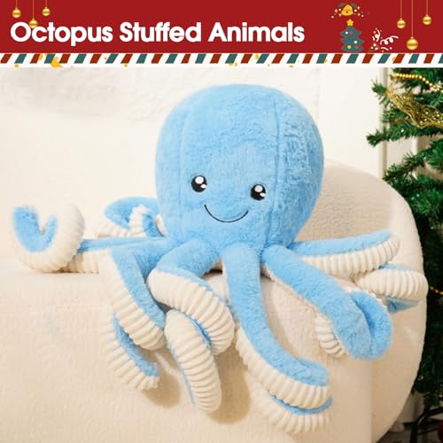 DENTRUN Giant Octopus Stuffed Animal - Soft Plush Toy in 5 Colors and 4 Sizes, Cuddly Sea Animal Doll for Kids and Adults