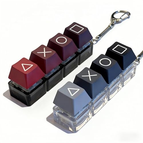 Derkiewn 2-Pack Keyboard Fidget Toy Keychain – 4-in-1 Clicker Stress Relief for Work or Travel