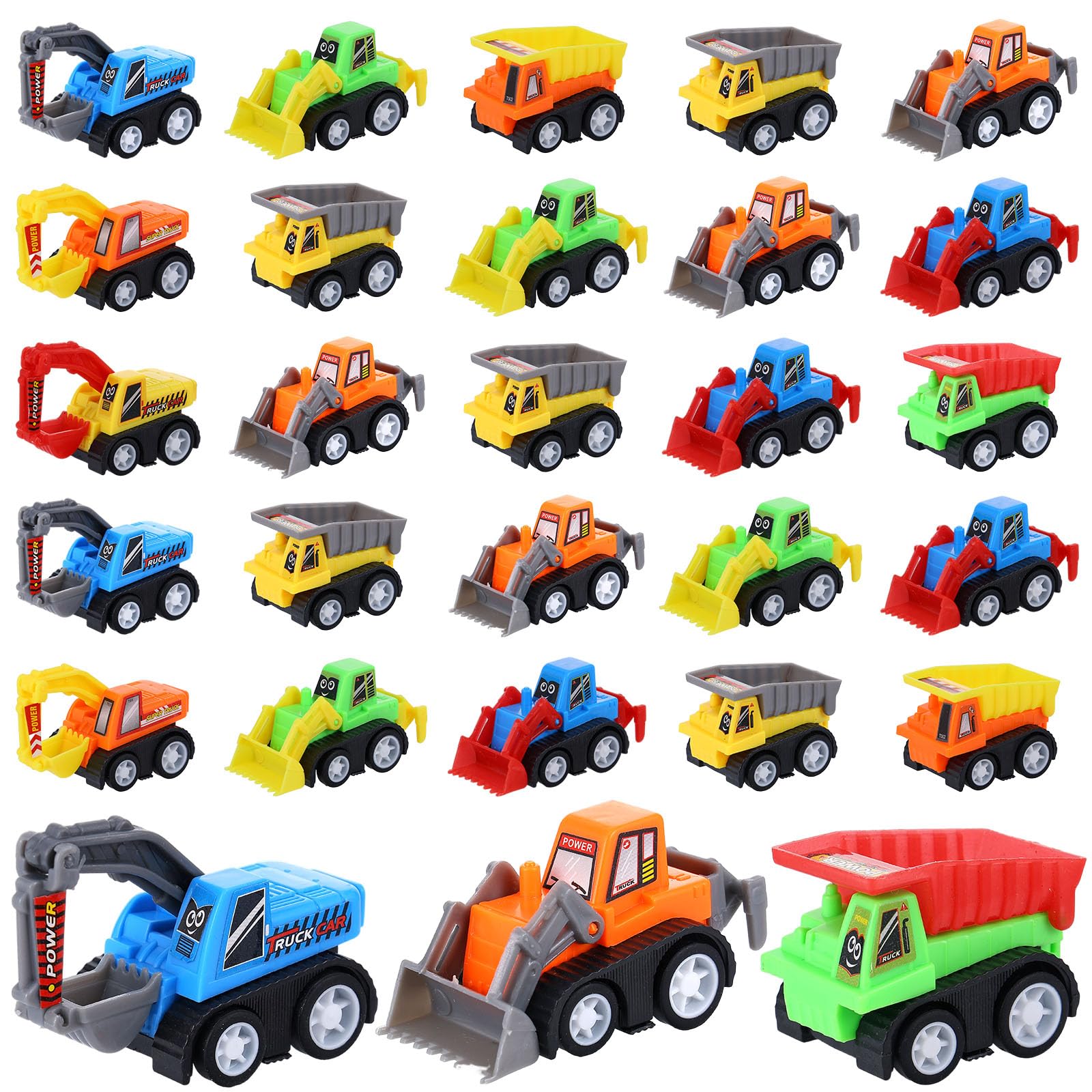 DERTE 15-Pack Mini Construction Vehicle Set – Pull-Back Toy Cars for Kids