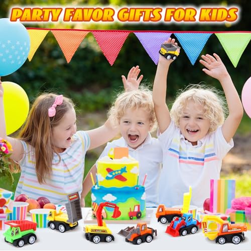 DERTE 15-Pack Mini Construction Vehicle Set – Pull-Back Toy Cars for Kids
