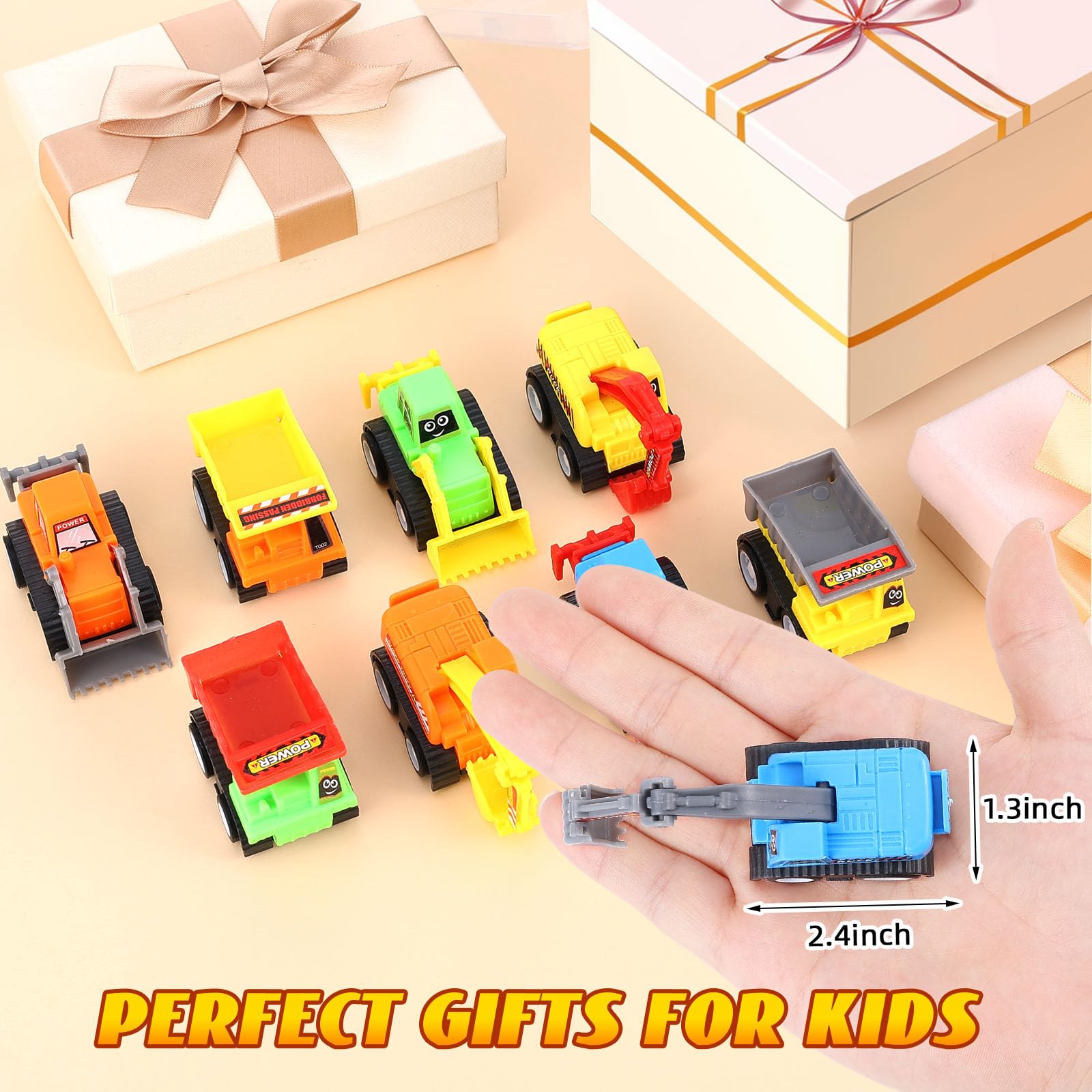 DERTE 15-Pack Mini Construction Vehicle Set – Pull-Back Toy Cars for Kids