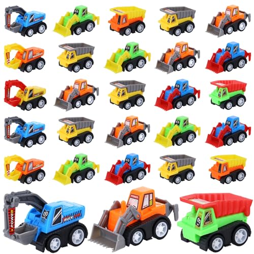 DERTE 15-Pack Mini Construction Vehicle Set – Pull-Back Toy Cars for Kids