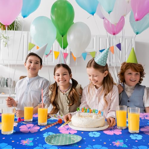 DERTE 3-Pack Blue Alien Hawaiian Birthday Tablecloth – Disposable Plastic Waterproof Rectangular Table Covers