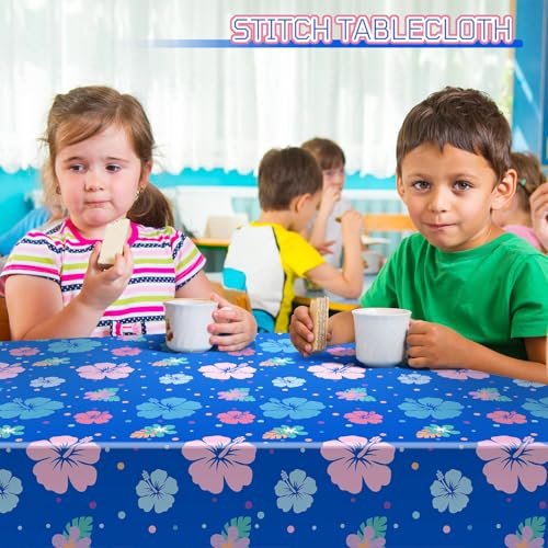 DERTE 3-Pack Blue Alien Hawaiian Birthday Tablecloth – Disposable Plastic Waterproof Rectangular Table Covers