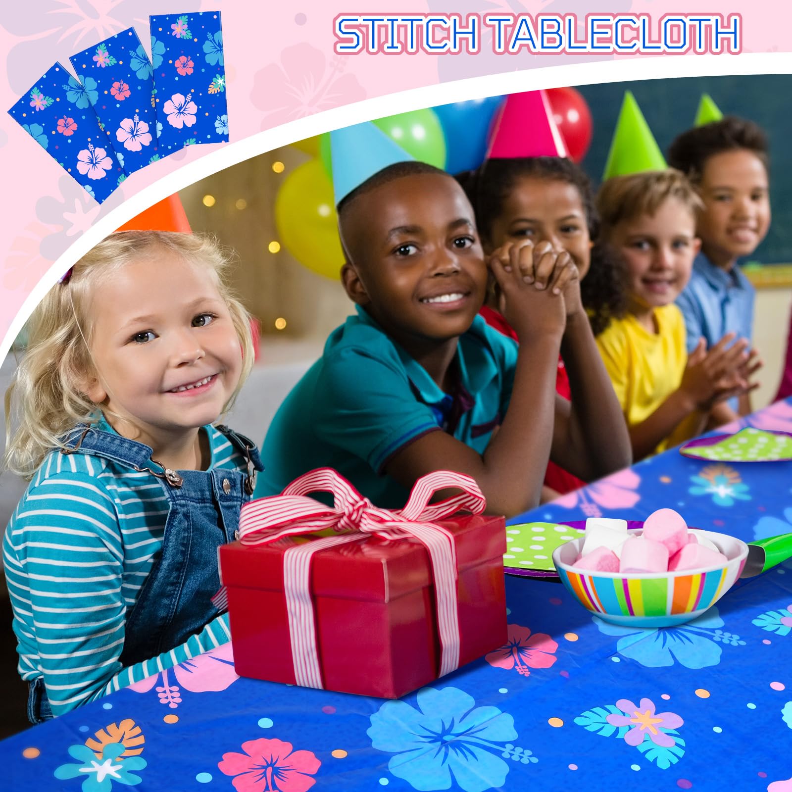 DERTE 3-Pack Blue Alien Hawaiian Birthday Tablecloth – Disposable Plastic Waterproof Rectangular Table Covers