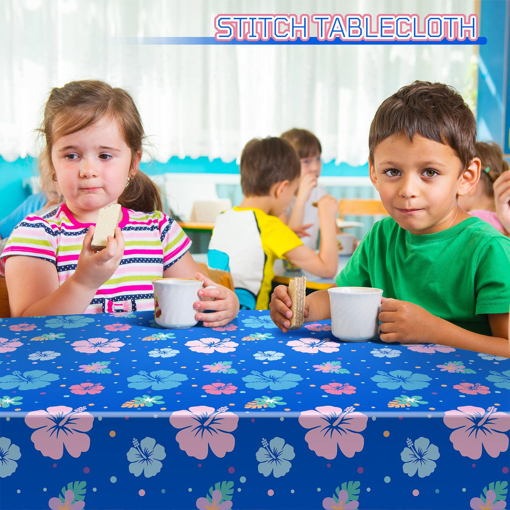 DERTE 3-Pack Blue Alien Hawaiian Birthday Tablecloth – Disposable Plastic Waterproof Rectangular Table Covers