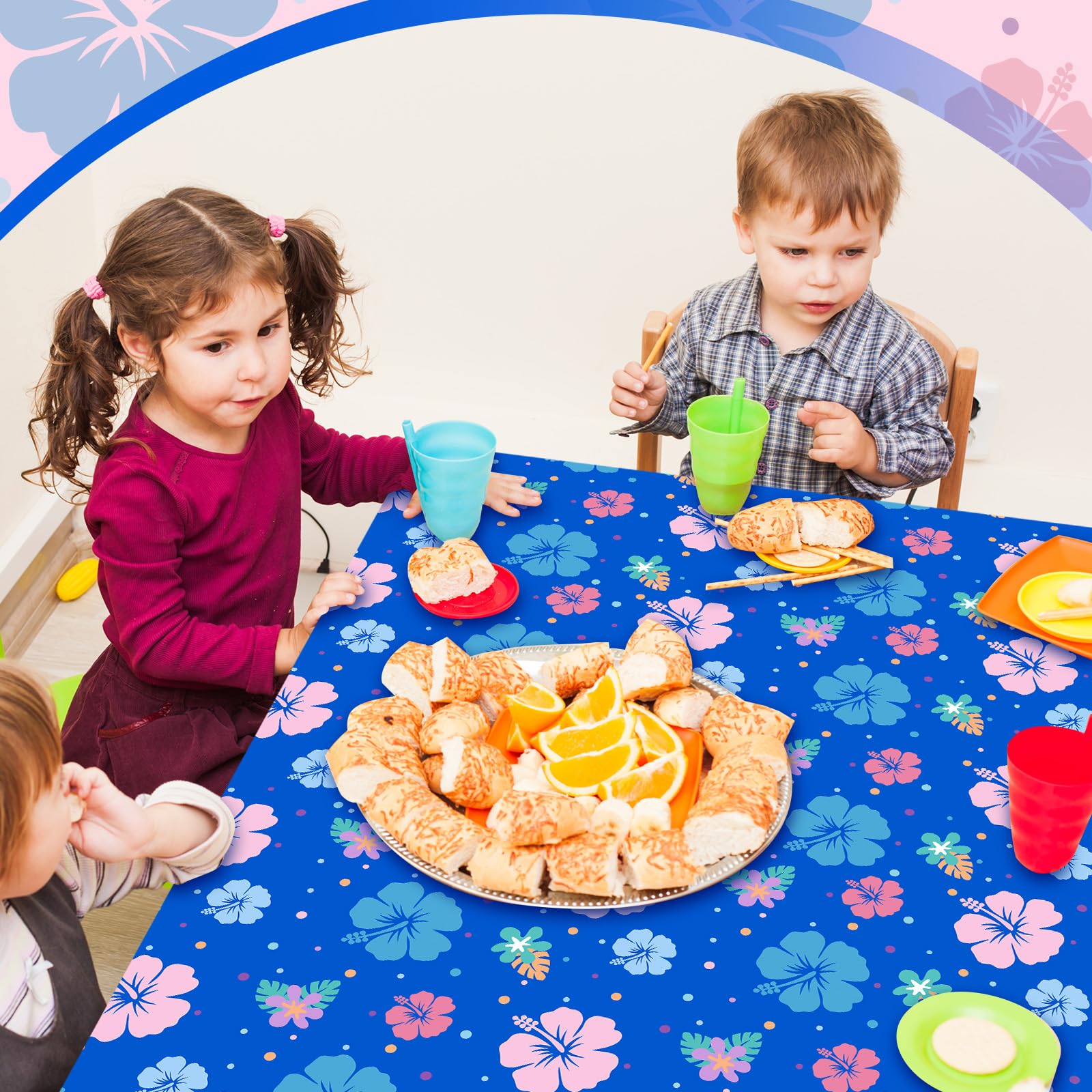 DERTE 3-Pack Blue Alien Hawaiian Birthday Tablecloth – Disposable Plastic Waterproof Rectangular Table Covers