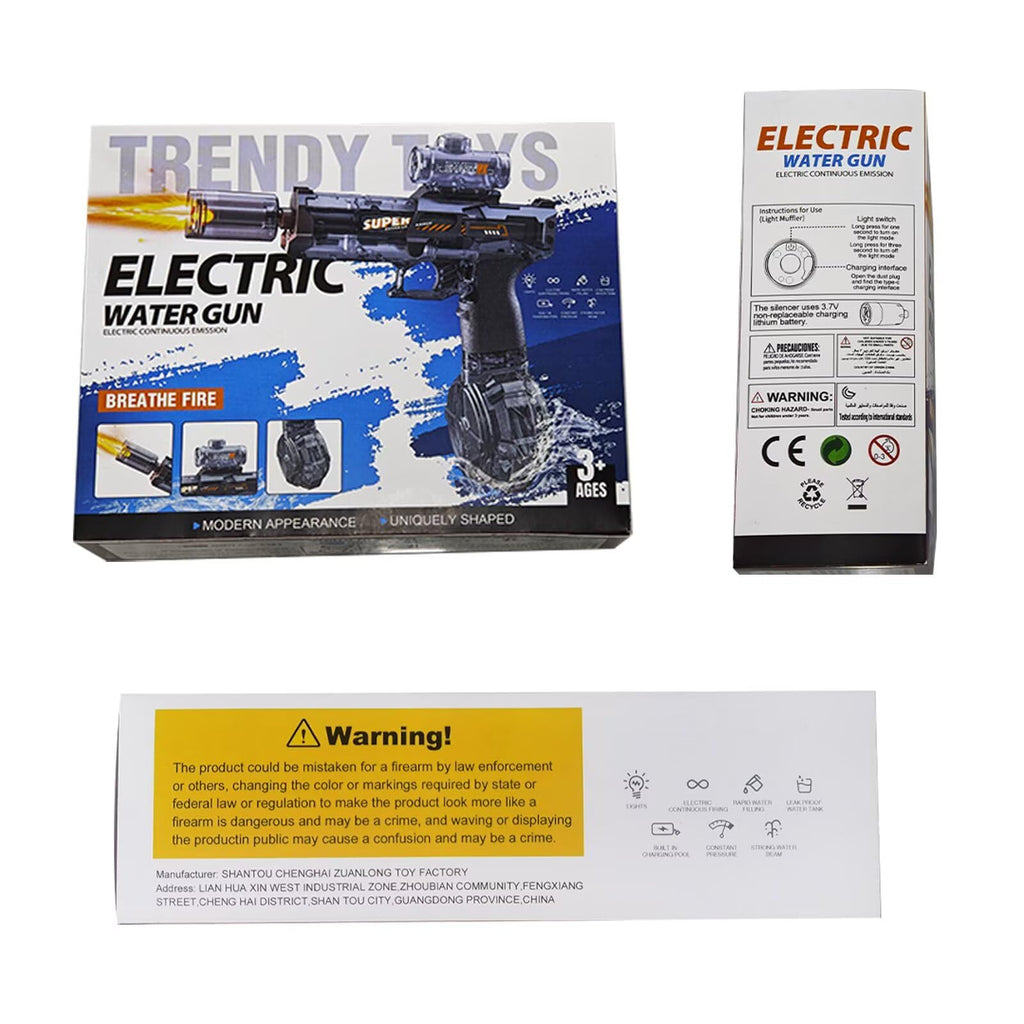Deserthome Electric Water Gun with LED Lights, 32ft Range, Auto & Manual Modes – Gray