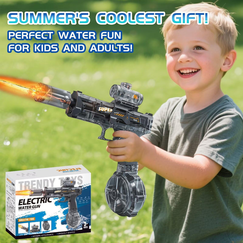 Deserthome Electric Water Gun with LED Lights, 32ft Range, Auto & Manual Modes – Gray