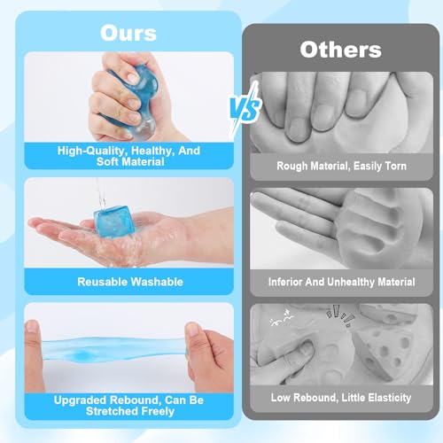 DESKPAL 6-Pack Squishy Ice Cube Stress Relievers – Blue Silicone Fidget Toys for Adults