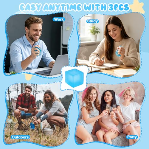 DESKPAL 6-Pack Squishy Ice Cube Stress Relievers – Blue Silicone Fidget Toys for Adults