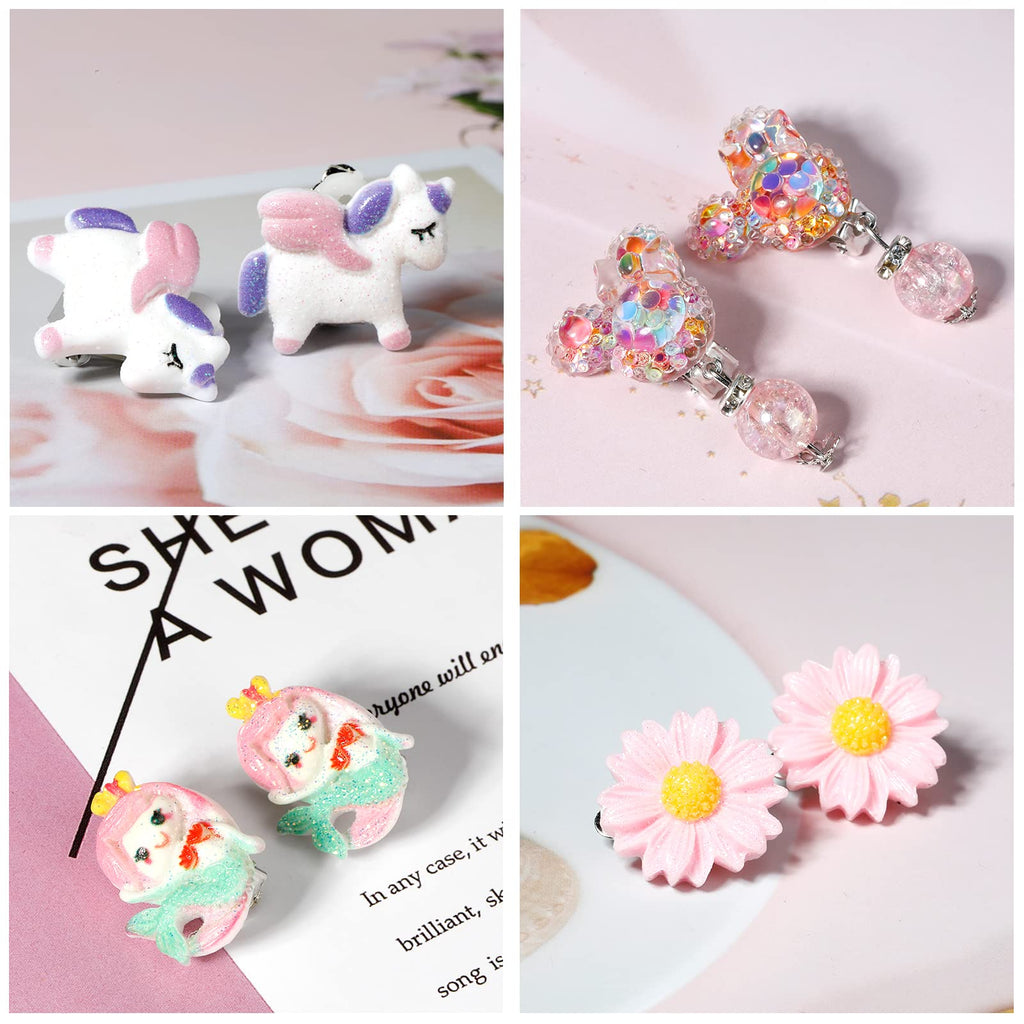 DEVIENG Hypoallergenic Clip-On Earrings Set for Little Girls Ages 4-12 - Cute Dress-Up Jewelry Gift
