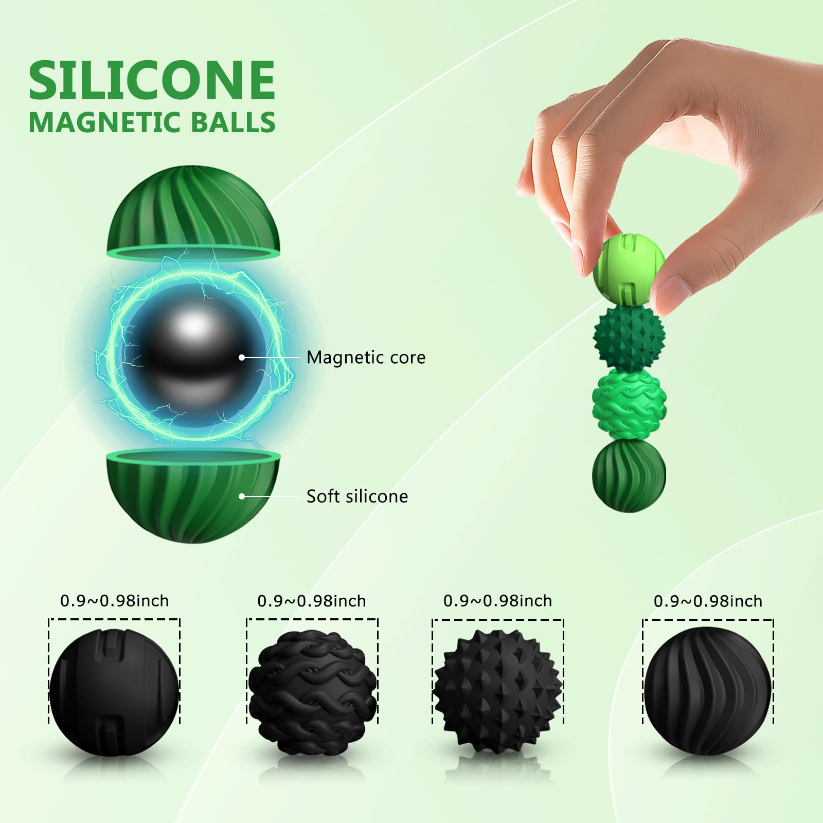 DGMDGS 8-Pack Silicone Magnetic Fidget Balls – Pink Stress Relief Toys for Teens and Adults (Ages 14+)