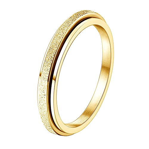Diamday 2/4mm Titanium Steel Fidget Spinner Ring - Anxiety Relief for Women & Men