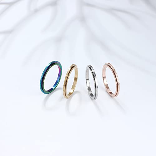 Diamday Fidget Ring for Anxiety Relief - 4mm Titanium Steel Spinner Ring with Glitter Sandblast Finish