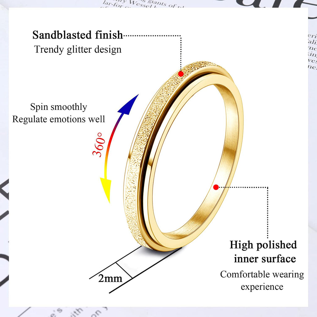 Diamday Fidget Ring for Anxiety – Titanium Steel Spinner Ring 2mm/4mm for Women Men