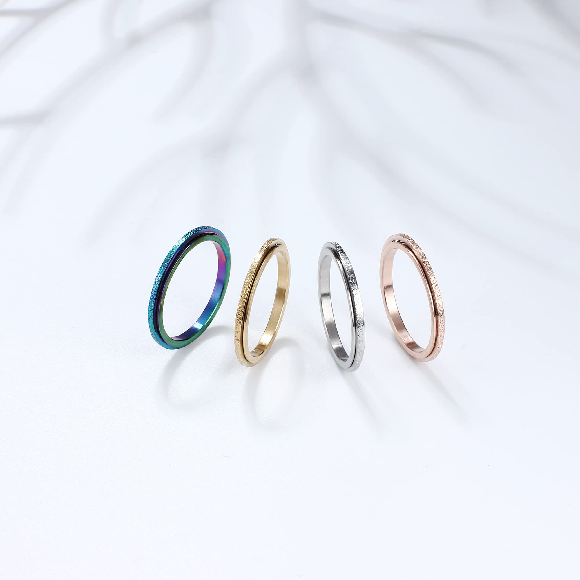 Diamday Fidget Ring for Anxiety – Titanium Steel Spinner Ring 2mm/4mm for Women Men