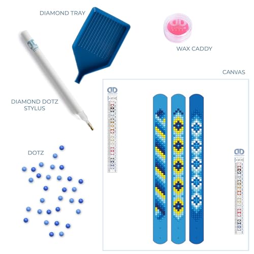 Diamond Dotz Dotzies Blues Diamond Painting Bracelet Kit – 3 Bracelets with Gemstones