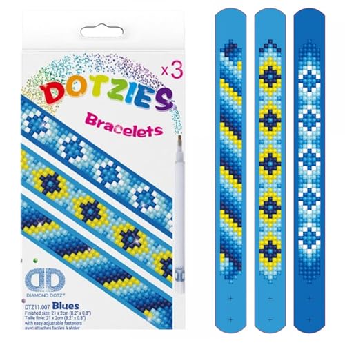 Diamond Dotz Dotzies Blues Diamond Painting Bracelet Kit – 3 Bracelets with Gemstones