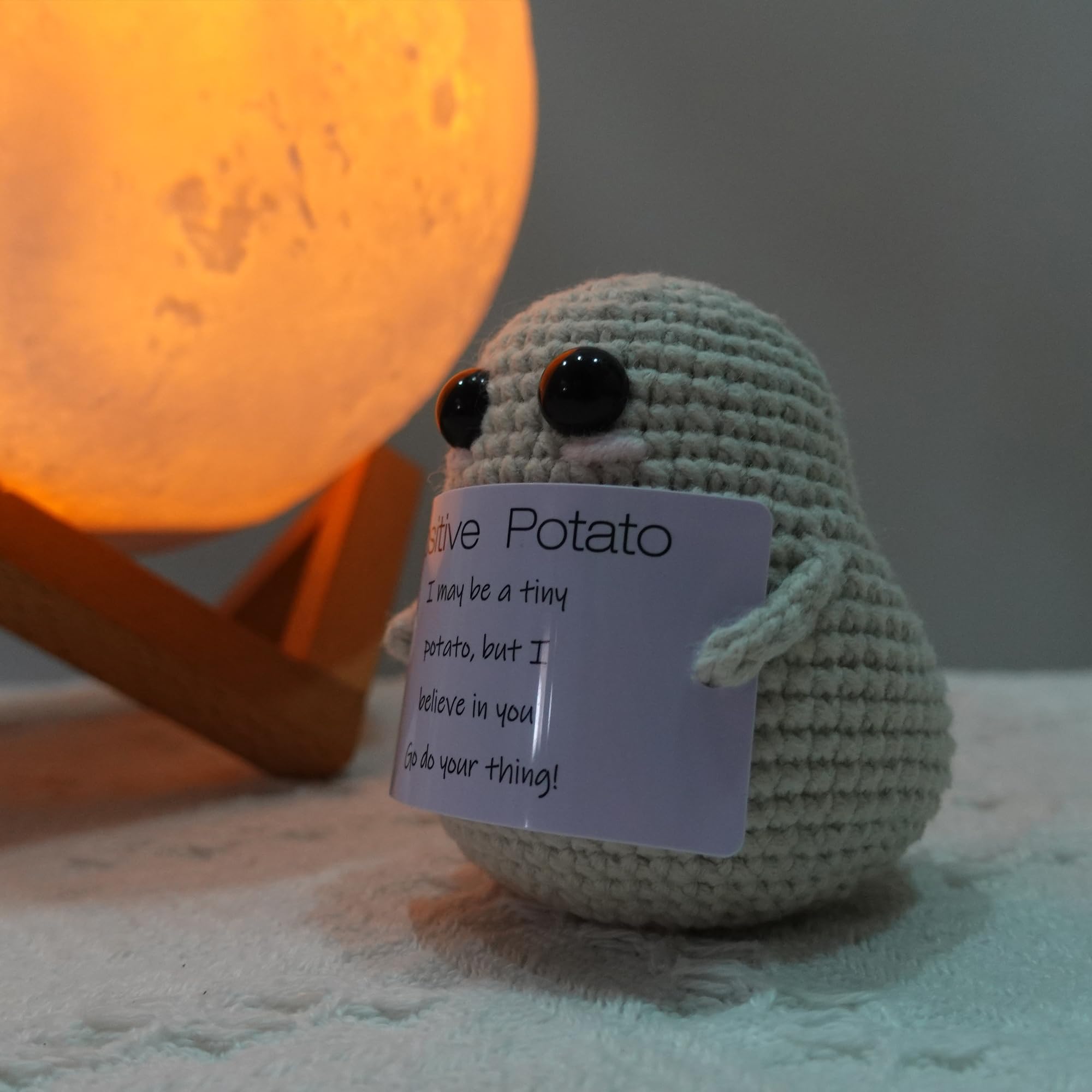 DICHA Positive Potato - Handmade Crochet Emotional Support Plush for Gifts and Decor, Beige
