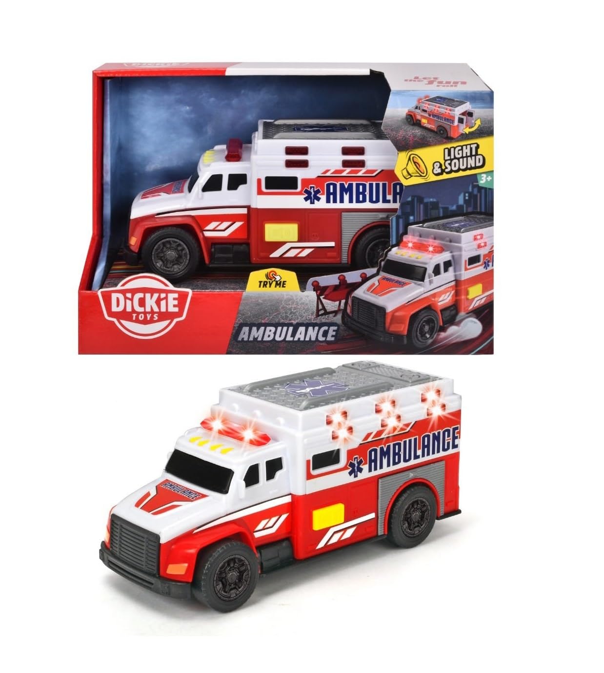 Dickie Toys Mini Action Series City Ambulance - 6 Inch Toy with Lights and Sounds